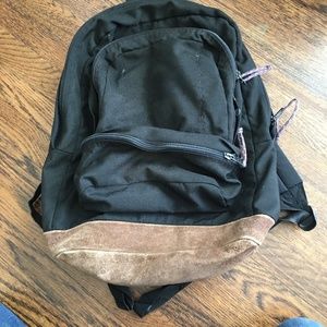 Vintage Jansport Backpack - Black w/brown suede